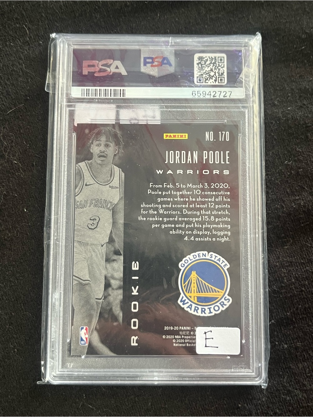 1/49 Floor Numbered 2019 Panini Illusions Jordan Poole Rookie Card Psa - 8